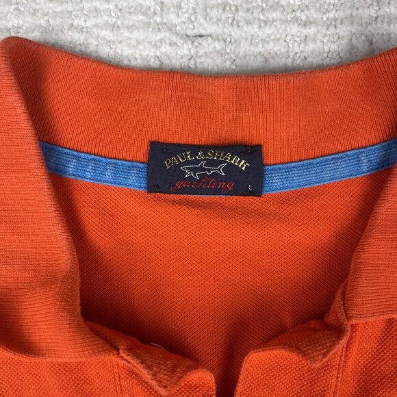 Paul & Shark Yachting Mens Sz Large Polo Orange Made in Italy - Picture 7 of 15
